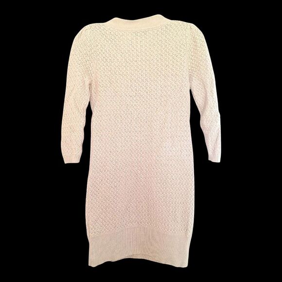 Tibi Sweater Dress Wool Cashmere Blend Pockets Sheath V-Neck Above Knee Beige M - Picture 2 of 16